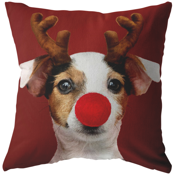 Reindeer Dog Christmas Throw Pillow