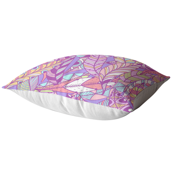 Purple Boho Feather Throw Pillow