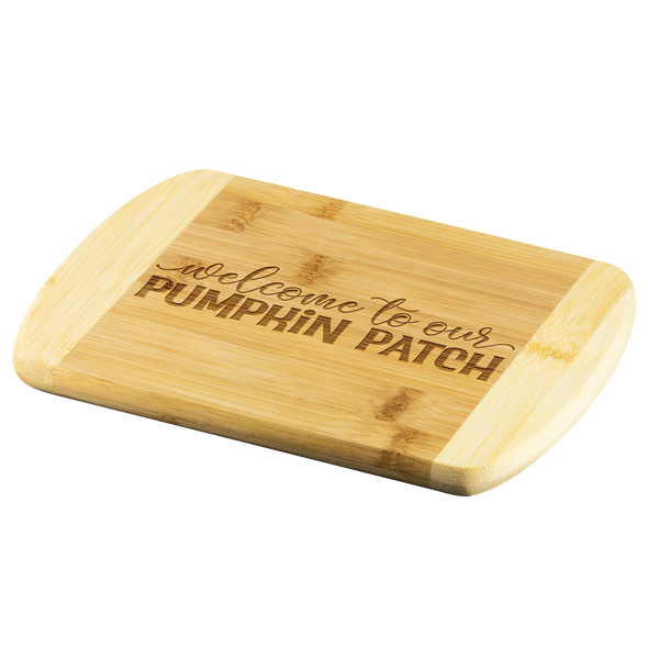Welcome to Our Pumpnkin Patch Round Edge Bamboo Cutting Board