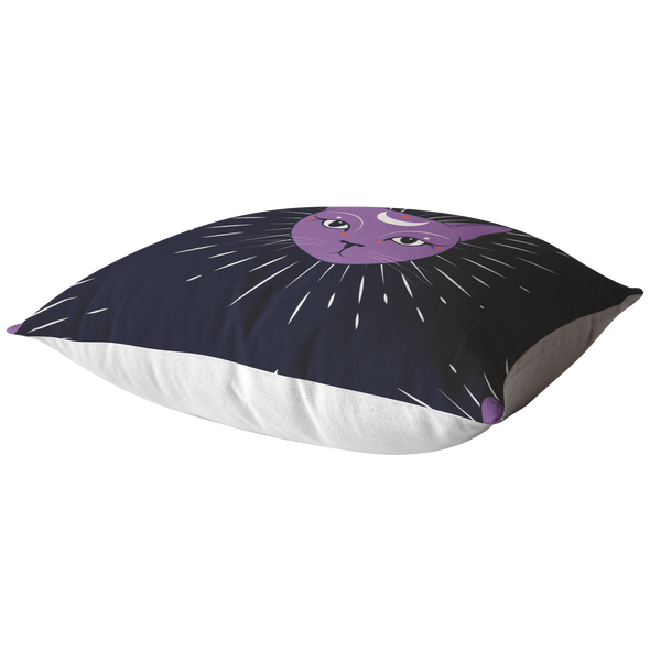 Moonlight Purple Cat Throw Pillow