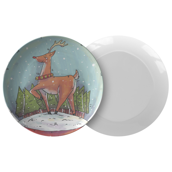 Christmas Snowball Reindeer 10" Dinner Plate