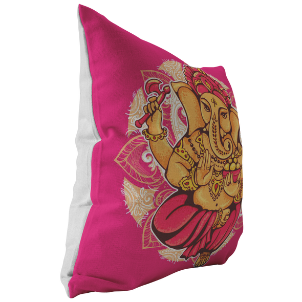 Lotus Ganesh Throw Pillow