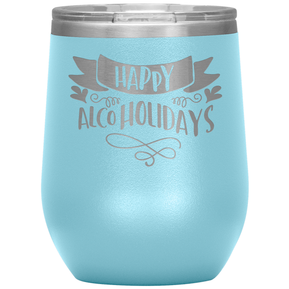 Happy AlcoHolidays 12oz Wine Tumbler