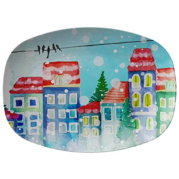 Christmas Town 10" x 14" Serving Platter