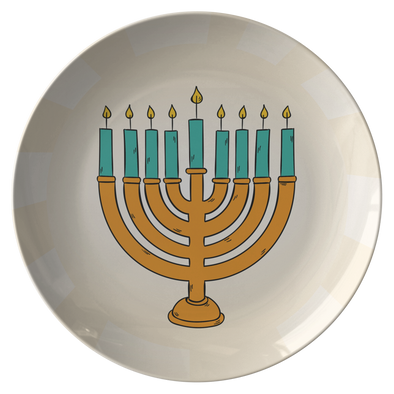 Happy Hanukkah - Golden Menorah 10" Dinner Plate