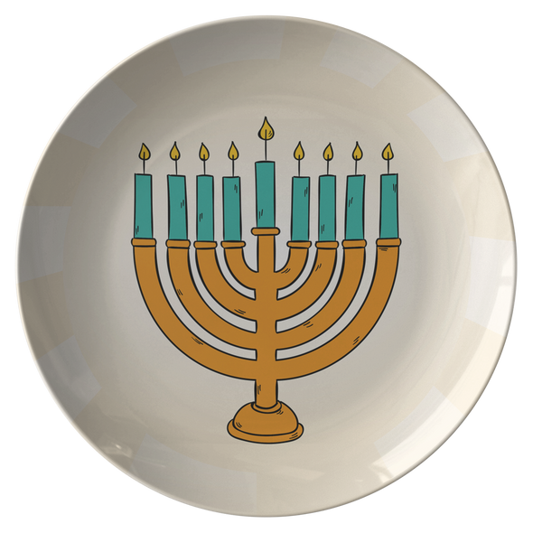 Happy Hanukkah - Golden Menorah 10" Dinner Plate