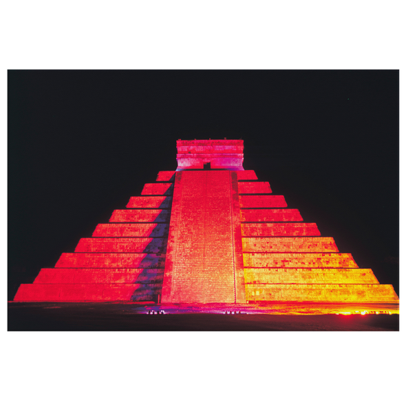 Colorfull Chichén Itzá Pyramid México Canvas Wall Art