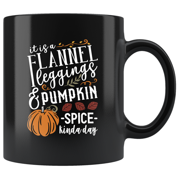 Flannel Leggins and Pumpkin Spice 11oz Black Mug