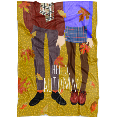 Cozy Couple Enjoying Autumn Fleece Blanket
