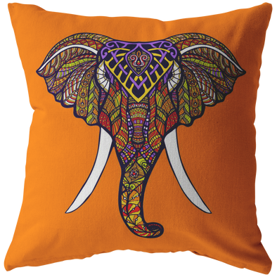 Orange Boho Elephant Throw Pillow