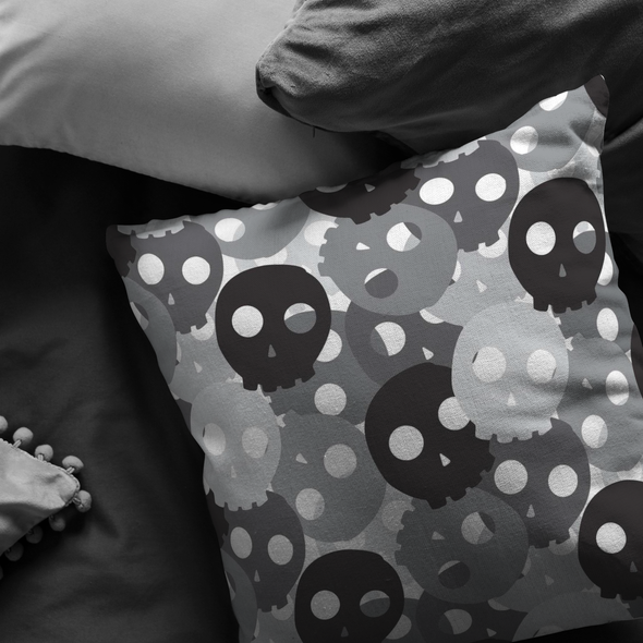 Black and White Skulls Throw Pillow