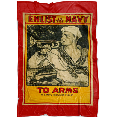 Enlist In The Navy Vintage Fleece Blanket