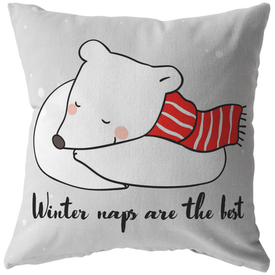 Napping Bear Winter Throw Pillow
