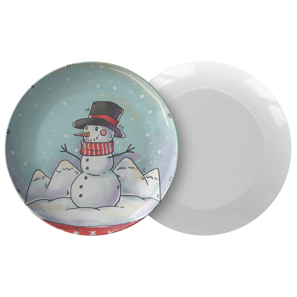 Christmas Snowball Snowman 10" Dinner Plate