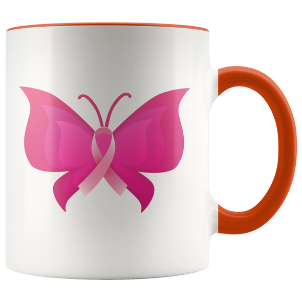 Pink Ribbon Butterfly 11oz Accent Mug