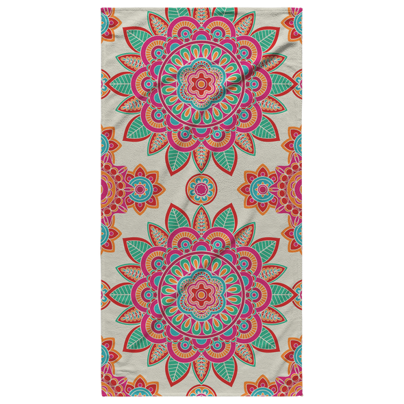 Mandalas In Orange Beach Towel