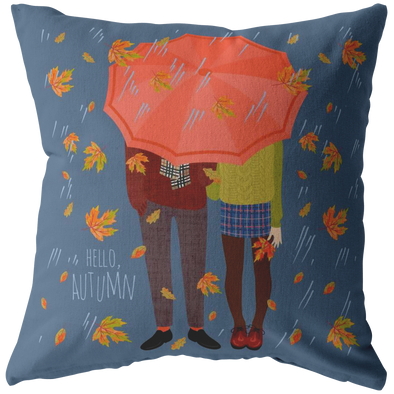 Hello Autumn Couple Throw Pillow