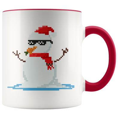 Christmas Pixel Snow Man 11oz Accent Mug