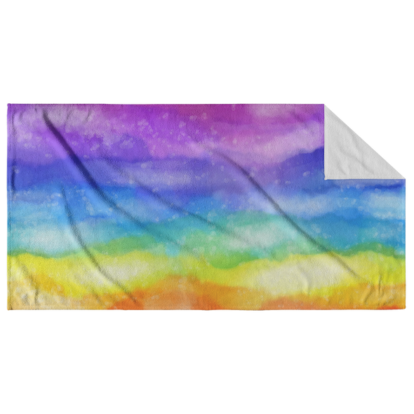 Watercolor Rainbow Beach Towel