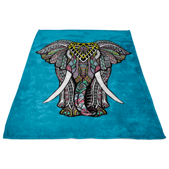 Blue Elephant Fleece Blanket