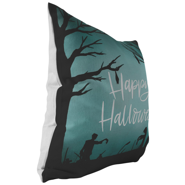 Happy Halloween Zombie Throw Pillow