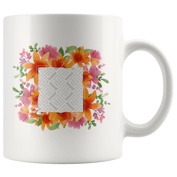 Pink Floral Spring 11oz White Mug Personalized By Con Gusto