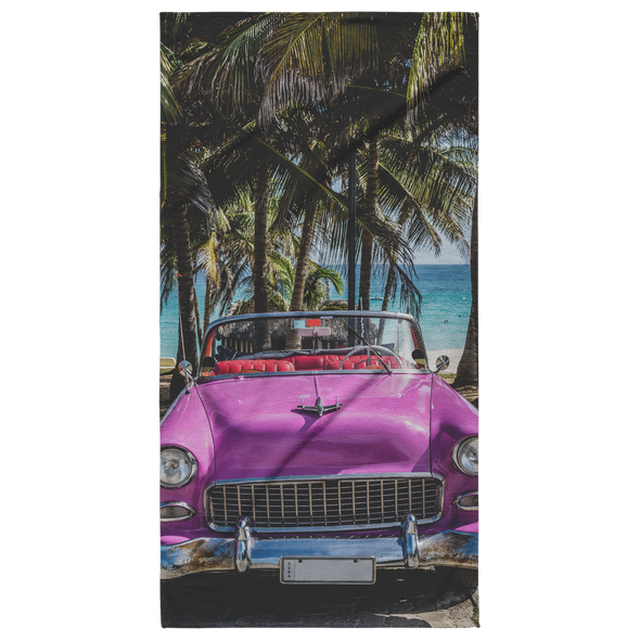Pink Cadillac Varadero Cuba Beach Towel
