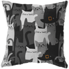 Black and White Cats and Hats Throw Pillow