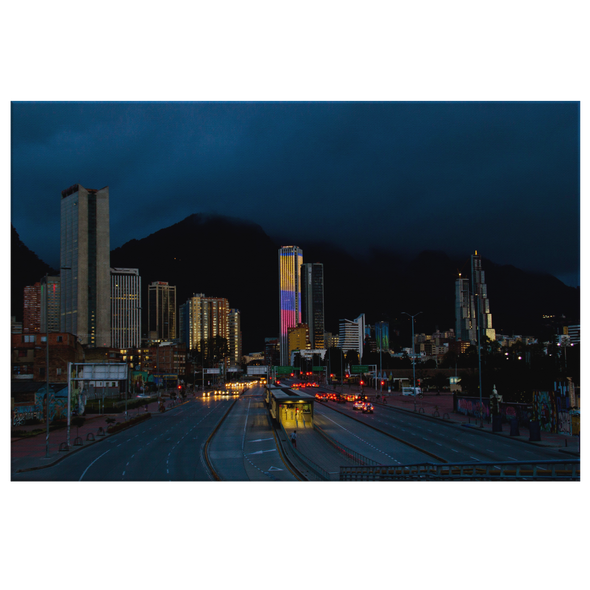 Bogota At Night Colombia Canvas Wall Art