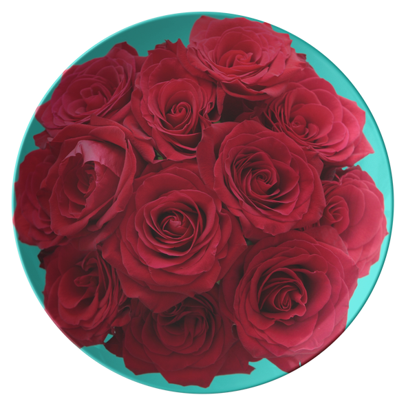 Roses In Aqua 10" Dinner Plate