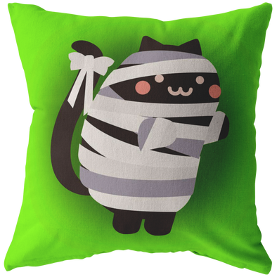 Halloween Kawaii Mummy Cat Throw Pillow