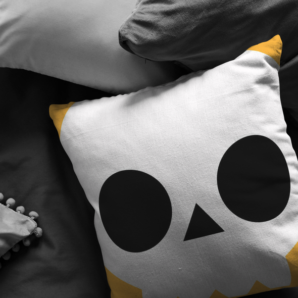 Little Monsters Skull Face Throw Pillow