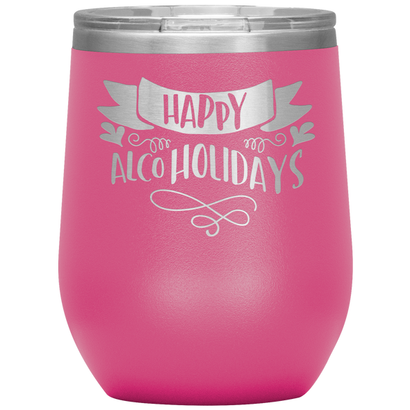 Happy AlcoHolidays 12oz Wine Tumbler