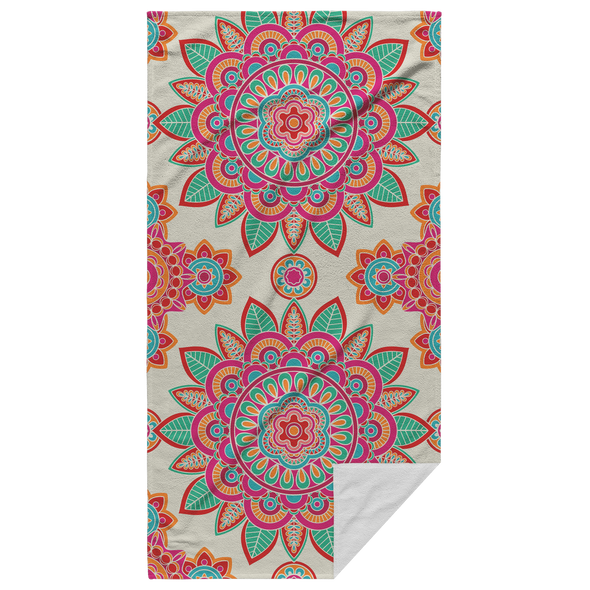 Mandalas In Orange Beach Towel