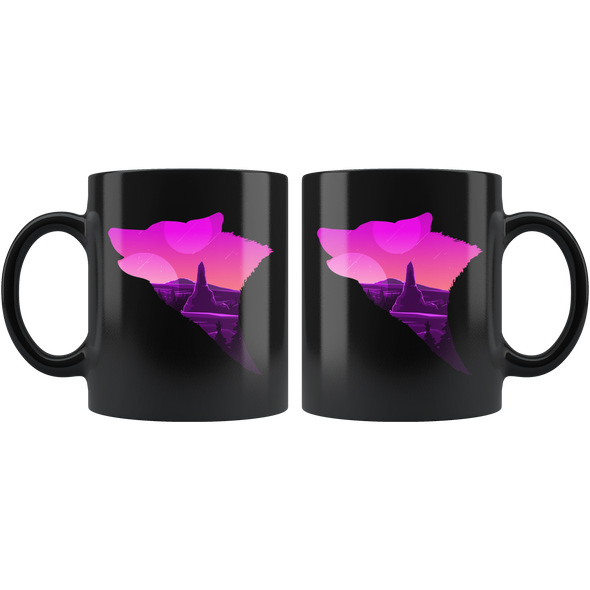 Purple Wolf 11oz Black Mug