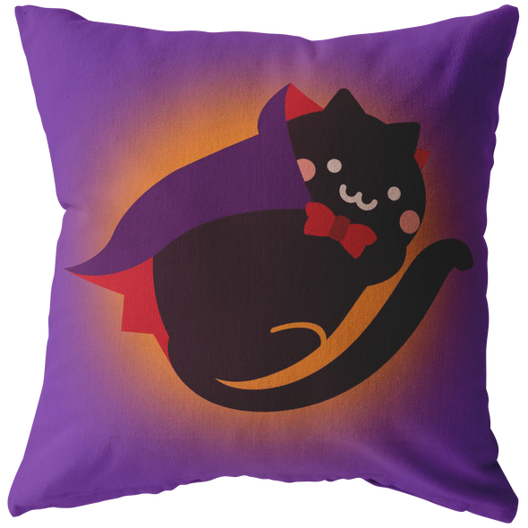 Halloween Kawaii Vampire Cat Throw Pillow