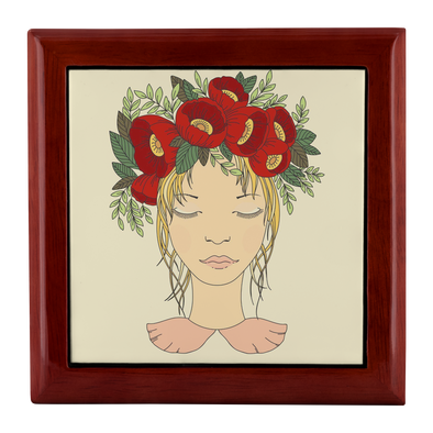 Girl With Red Poppies Jewelry Box