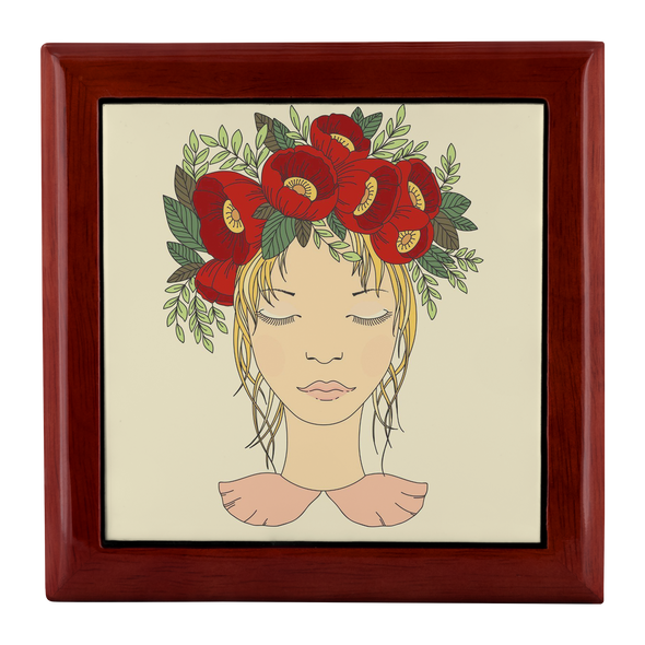 Girl With Red Poppies Jewelry Box