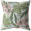 Green Sprawling Flowers Throw Pillow