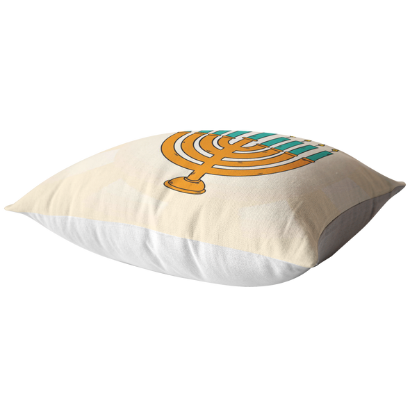 Happy Hanukkah - Golden Menorah Throw Pillow