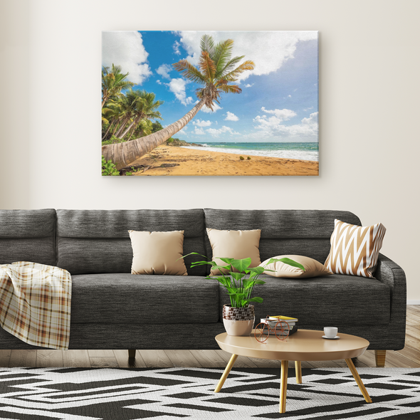 Flamenco Beach Palm Puerto Rico Canvas Wall Art