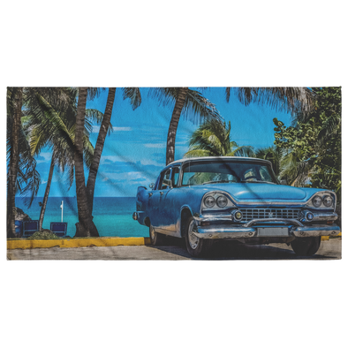 Vintage Blue Car Cuba Beach Towel