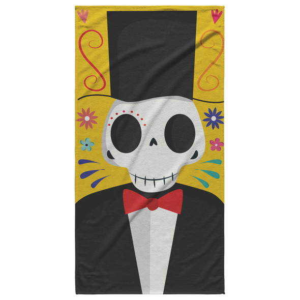 Sharp Dressed Skeleton Man Beach Towel