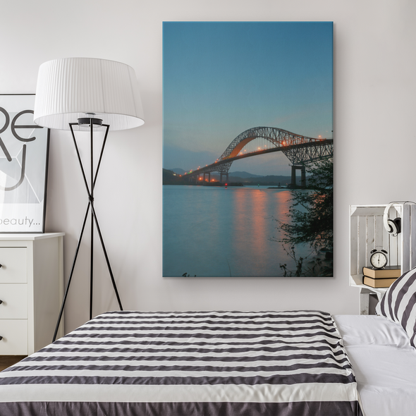 Puente De Las Americas Nighttime Panama Canvas Wall Art