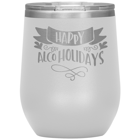 Happy AlcoHolidays 12oz Wine Tumbler