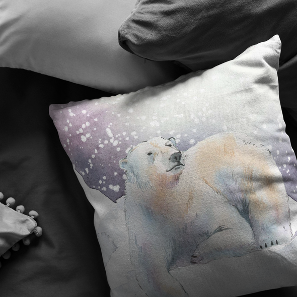 Amazing Winter Bear Throw Pillow