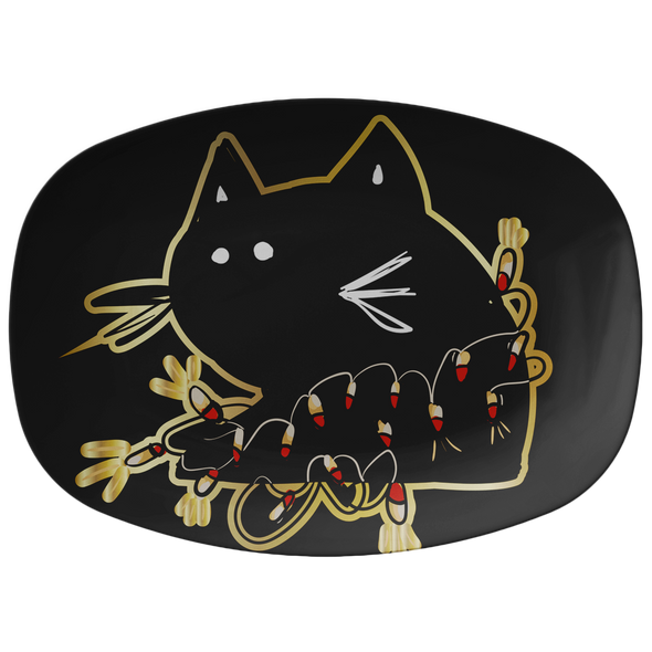 Black & Gold &  Cat 10" x 14" Serving Platter