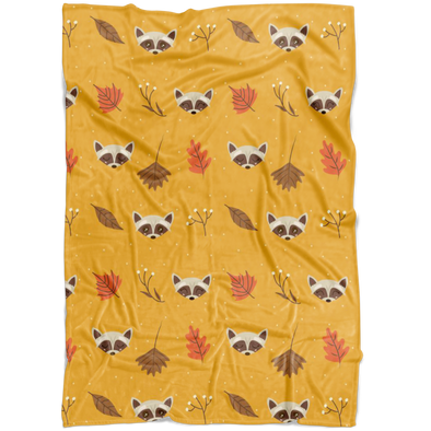 Raccoon in Autumn Fleece Blanket