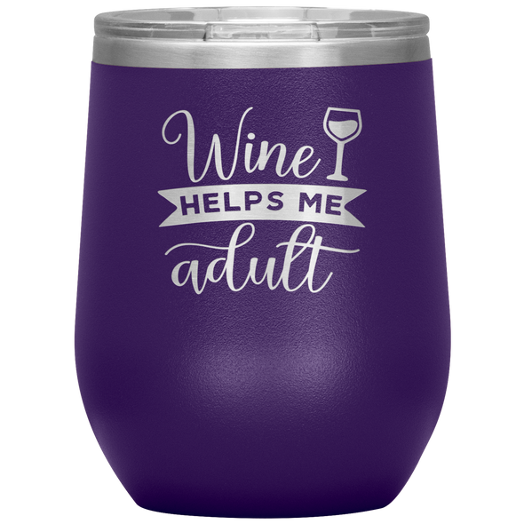 Wine Helps Me Adult 12oz Wine Tumbler