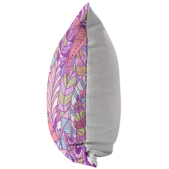 Purple Boho Feather Throw Pillow